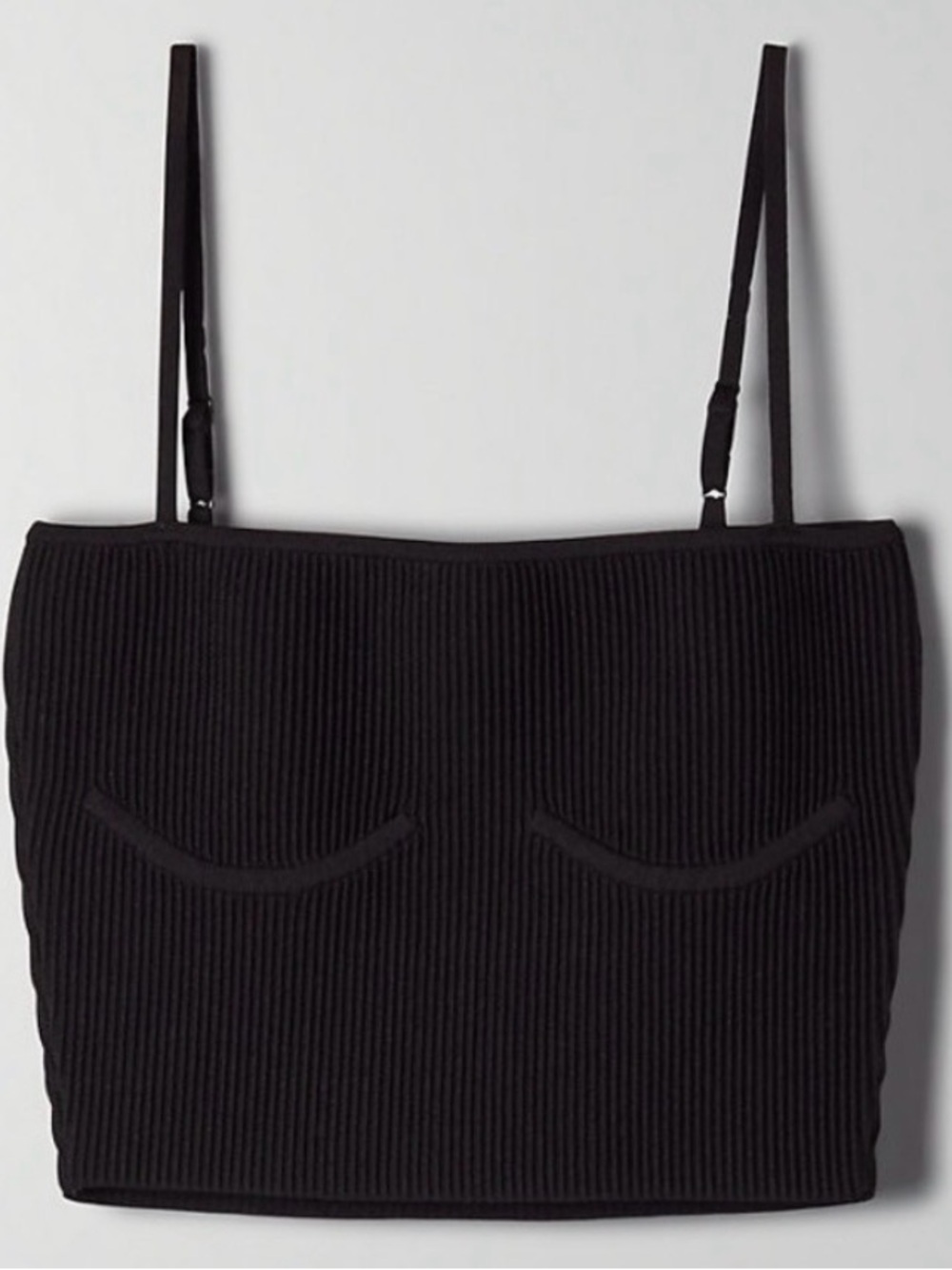 Aritzia Babaton Black Denzel Sculpted Knit Crop Top